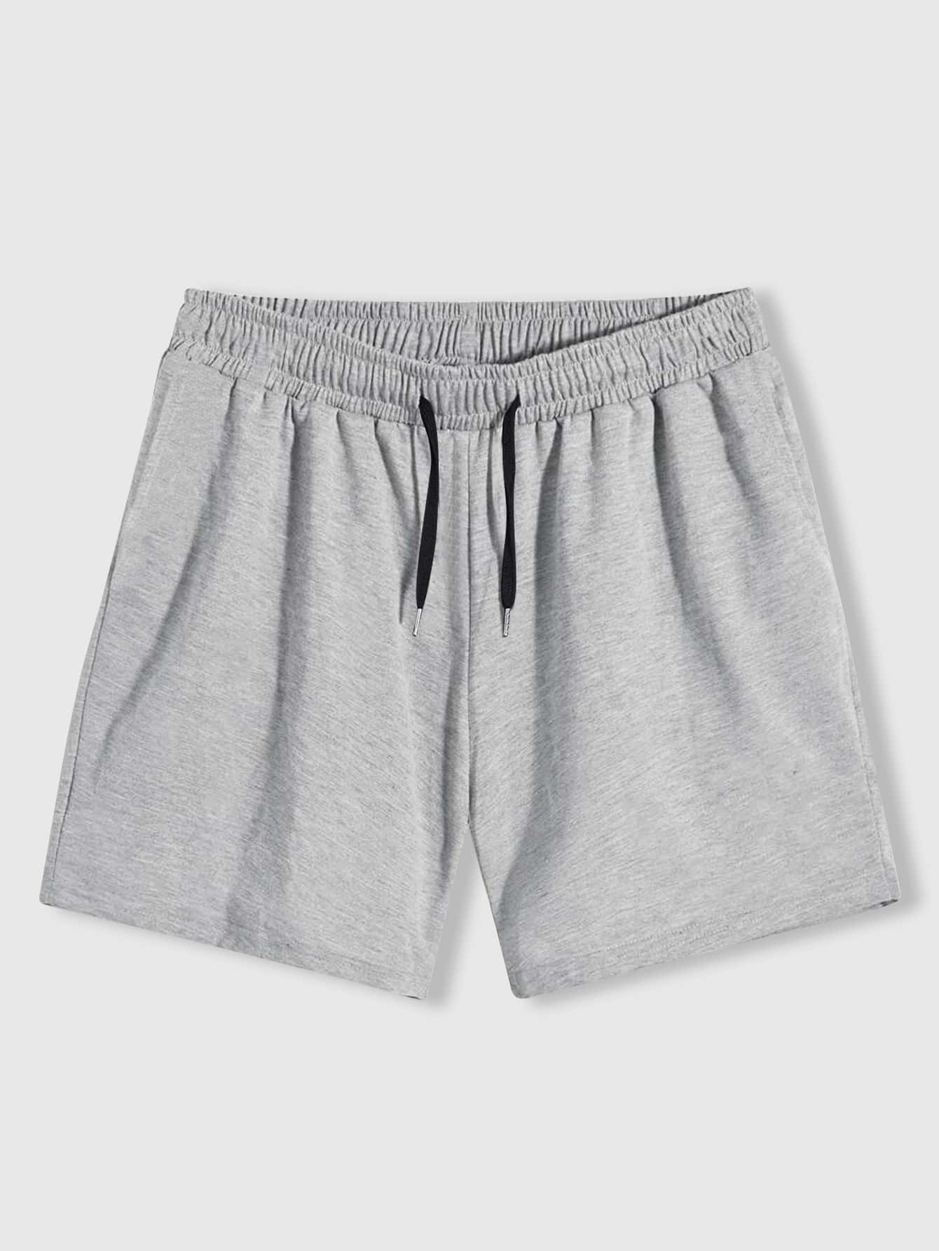 Men Solid Drawstring Waist Shorts