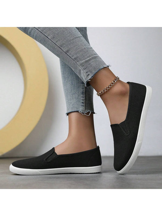 Women's Unisex Solid Color Canvas Shoes, Casual Outdoor Shoes, Comfortable Low-Top Shoes For Couples