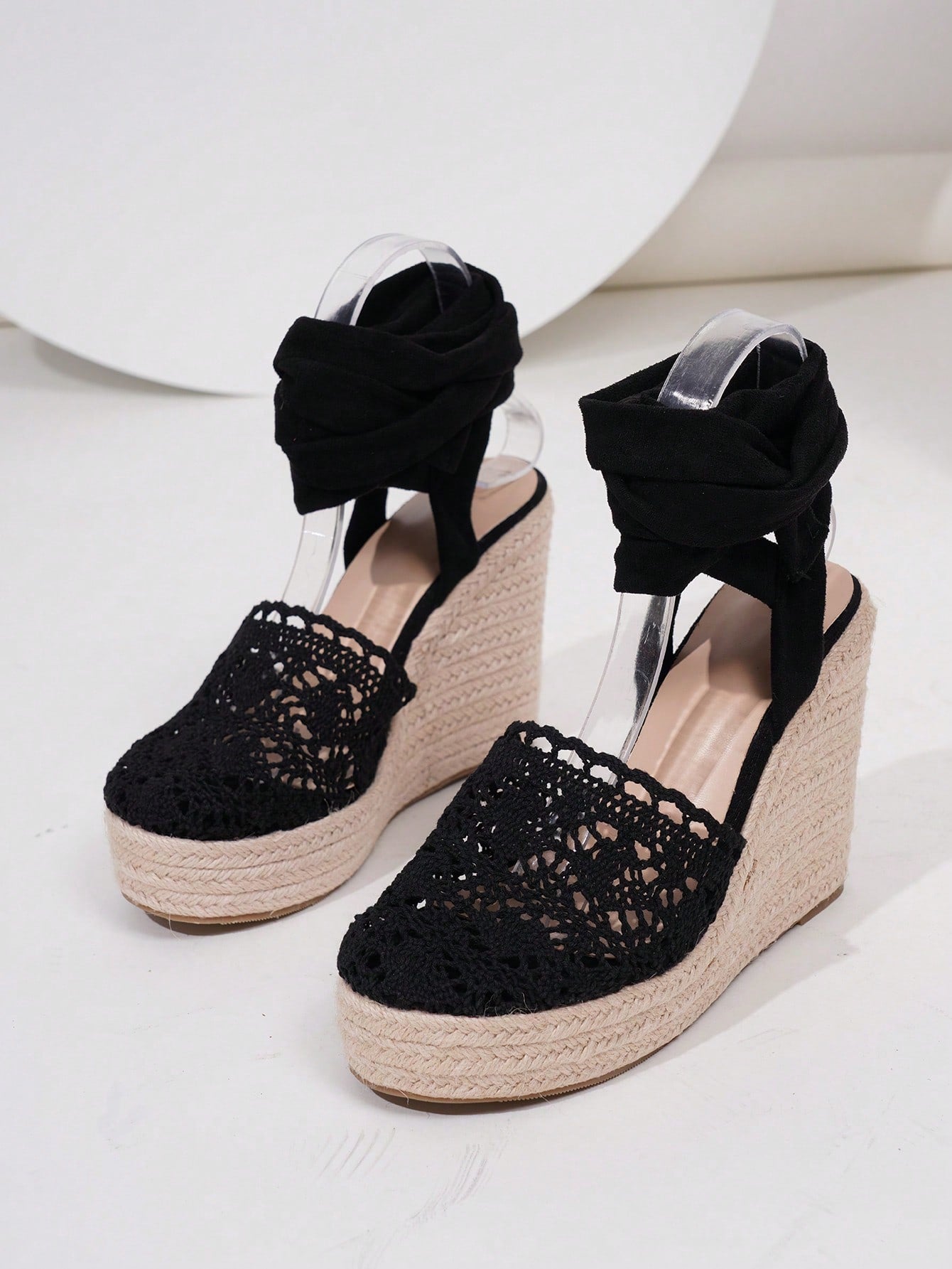 Hollow Out Black Teen Girls' High Heel Sandals