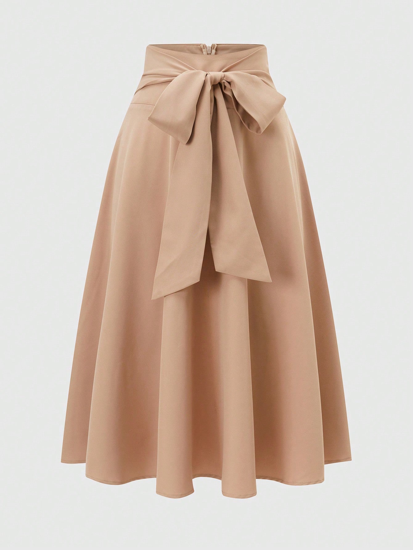 Ladies' Solid Color Side Tie Half-Length Skirt, Suitable For Spring And Summer