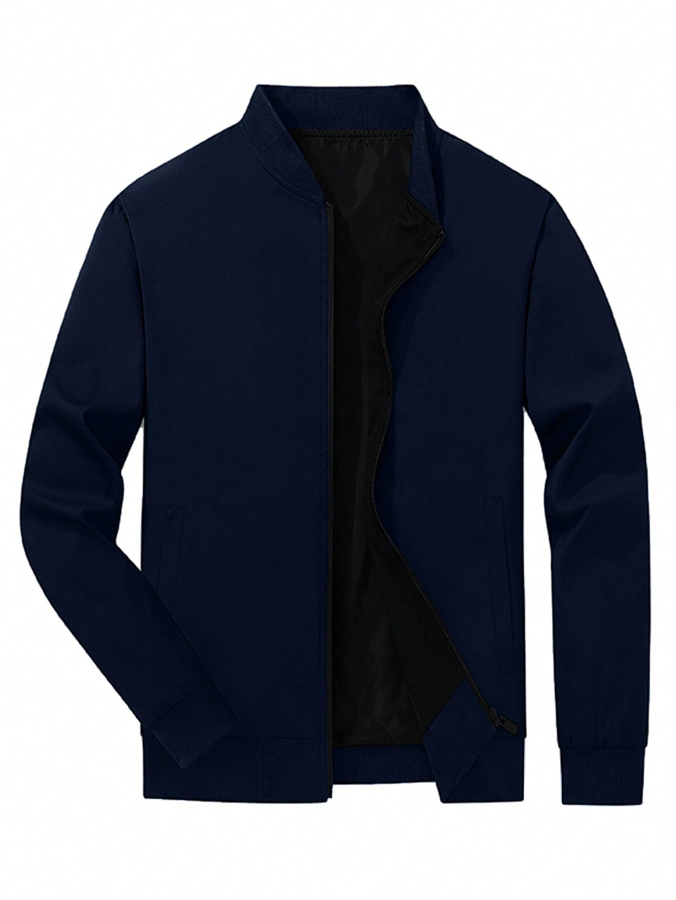 Men's Zippered Long Sleeve Plus Size Jacket & Coat