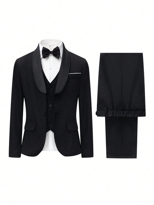 Gentlemen's Suit 2pcs Set - Collared Long Sleeve Blazer Coat And Black Dress Pants For Slow Fashion, Suitable For Birthday Parties, Evening Events, Performances, Weddings