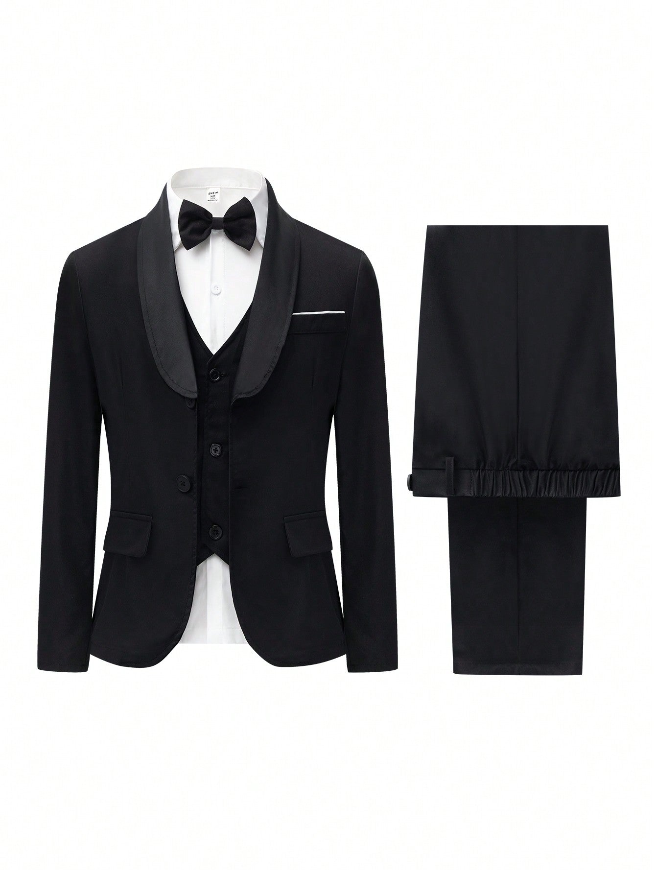 Teen Boy Gentlemen's Suit 2pcs Set - Collared Long Sleeve Blazer Coat And Black Dress Pants For Slow Fashion, Suitable For Birthday Parties, Evening Events, Performances, Weddings