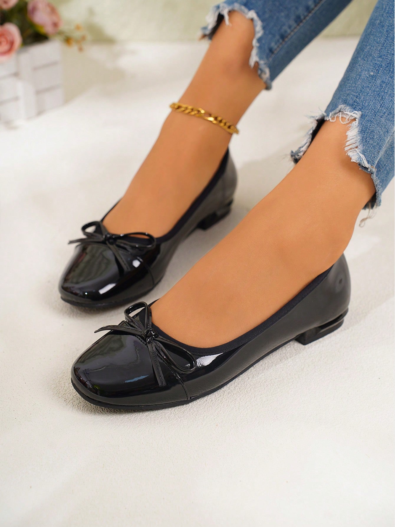 Women's Classic Black Bow Versatile Breathable Soft-Soled Flat Shoes