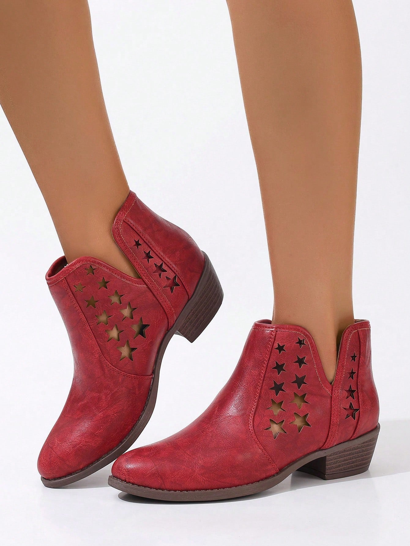 Hollow Out Chunky Heel Ankle Boots & Short Boots For Women, Daily & Holiday Outfits