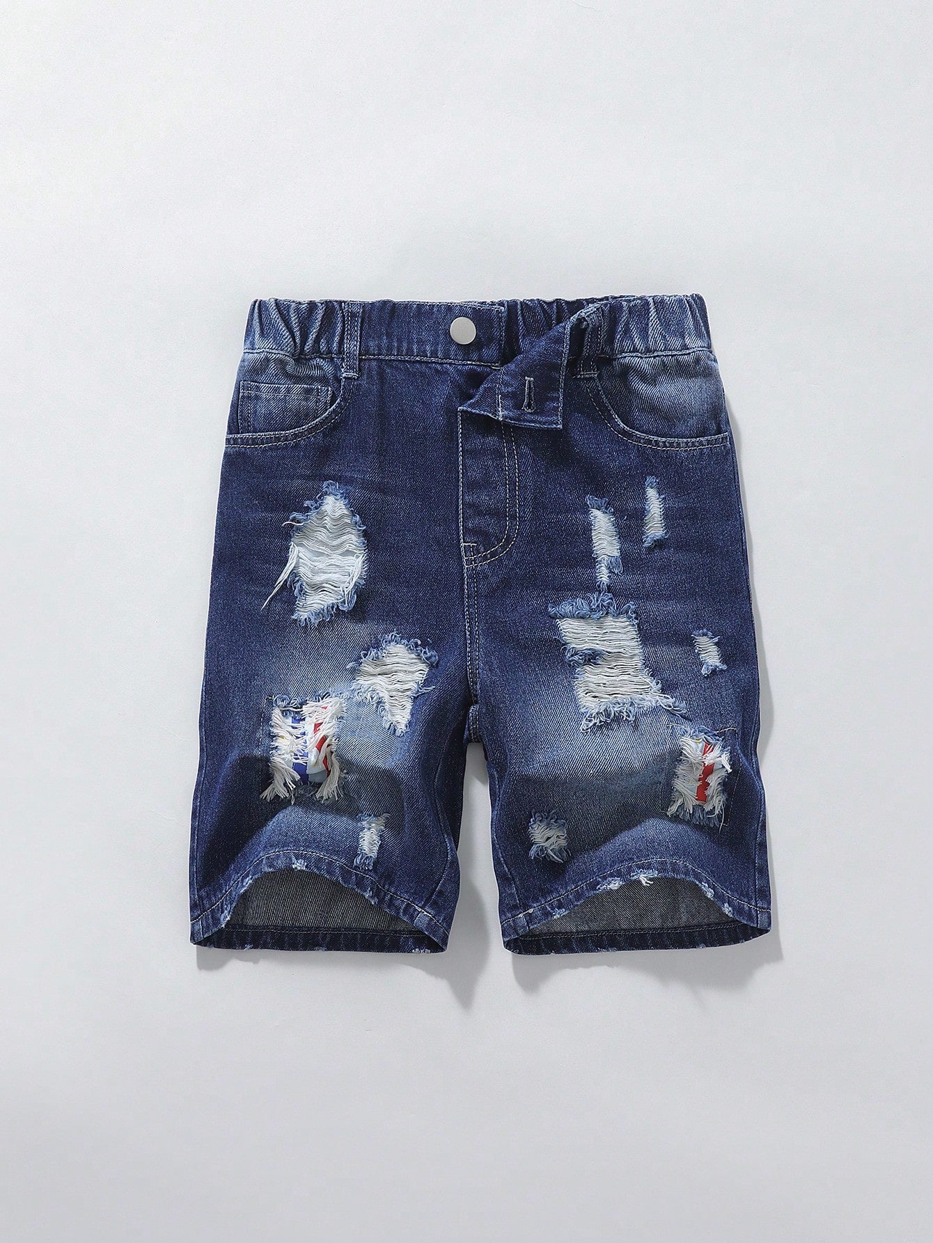 Streecool Kids Boys' Big American Style Patchwork Ripped Denim Shorts, Casual