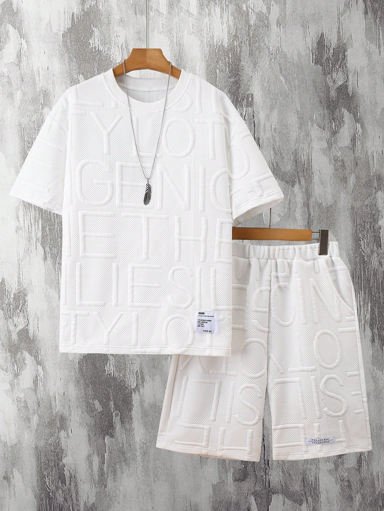 2pcs Teen Boys Letter Solid Color T-Shirt And Shorts Set, Summer