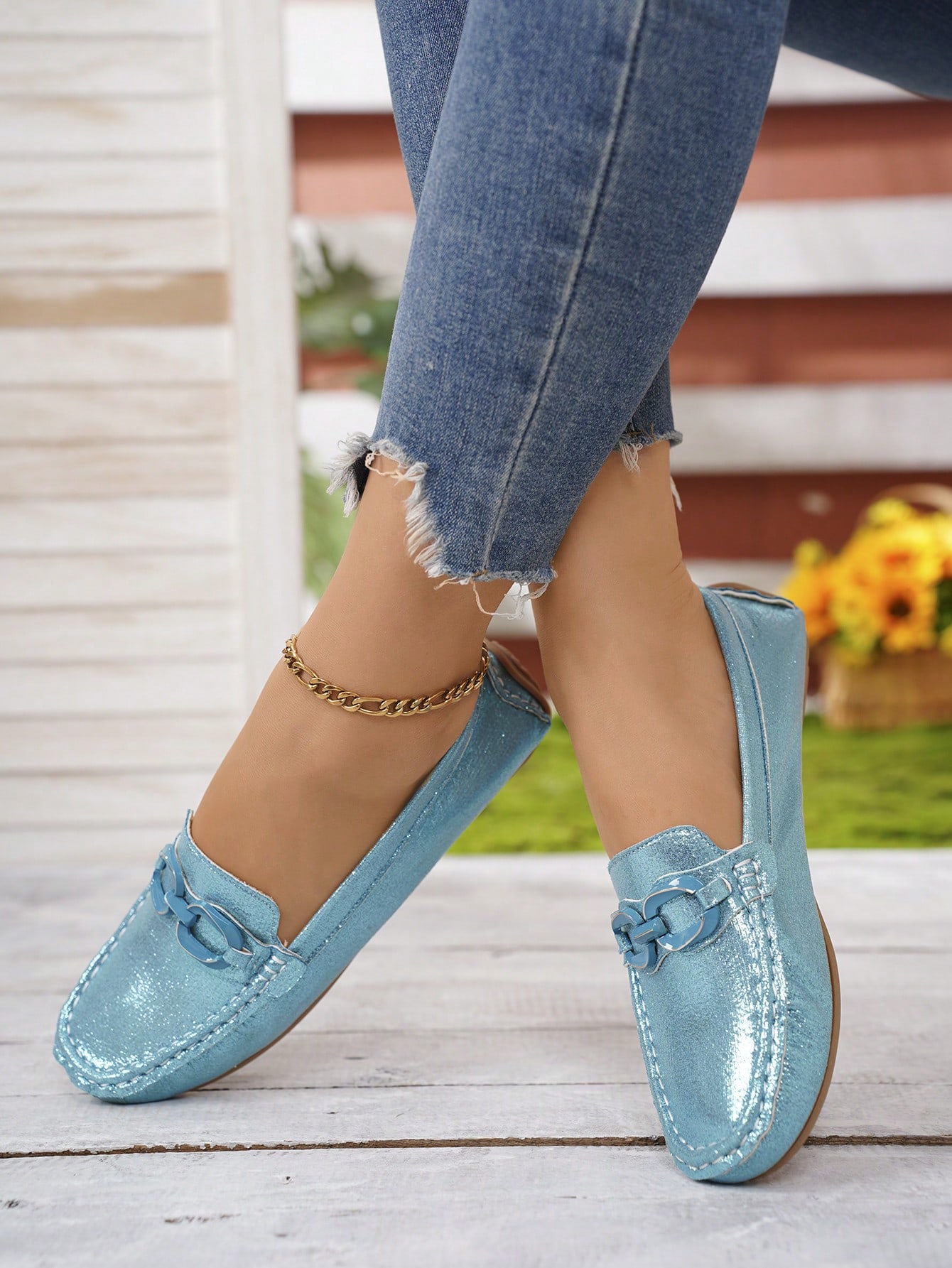 Women's Outdoor Handmade Soft Comfortable Anti-Slip Solid Color Round-Toe Flat Loafers