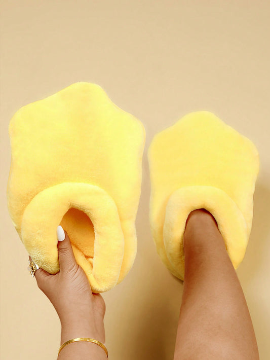 Cartoon Duck Foot Design Fuzzy Novelty Slippers