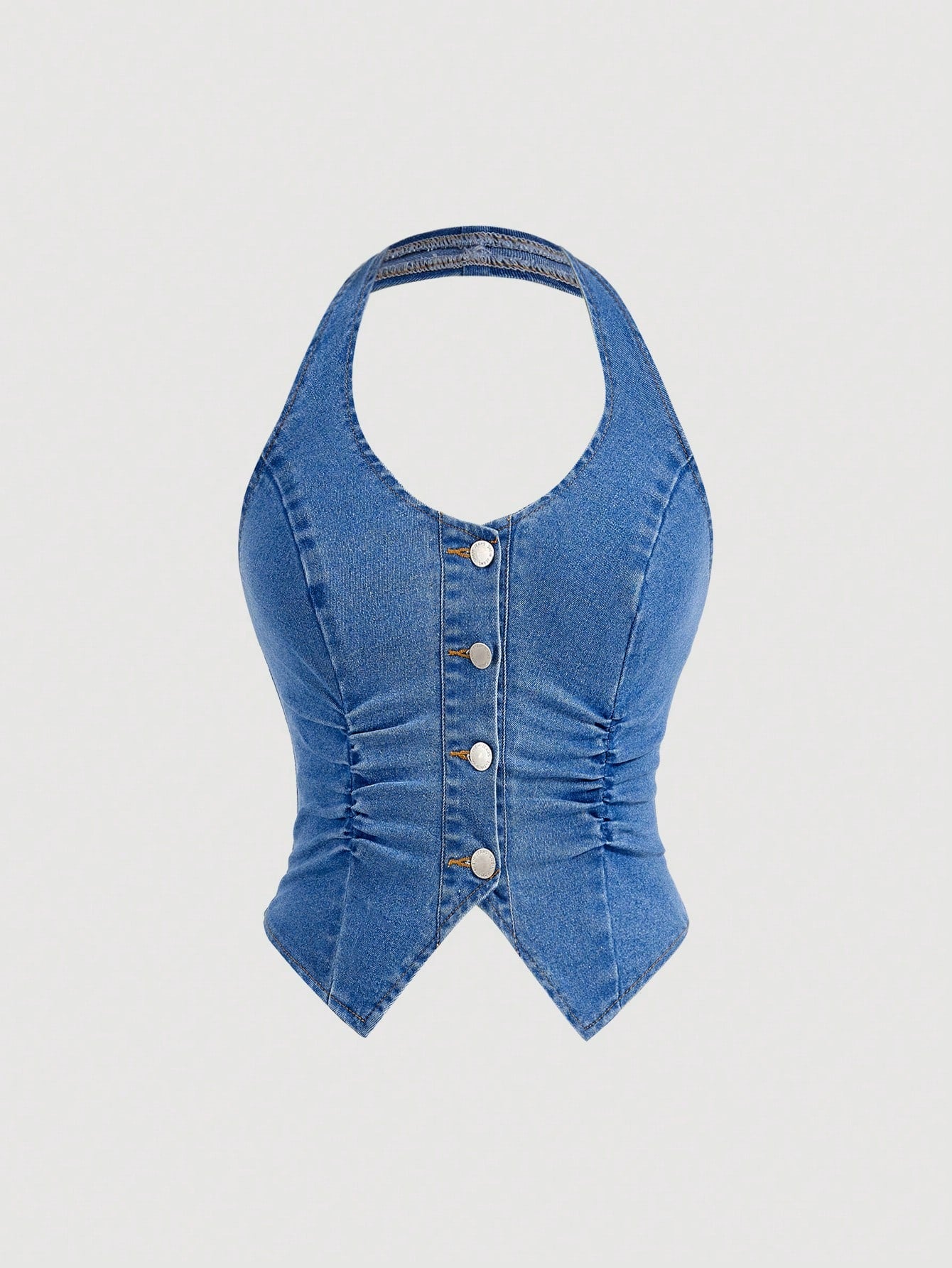 Teenage Girls' Blue Denim Halter Top