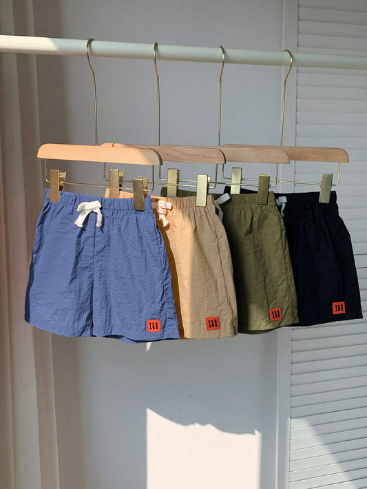 4pcs Young Boys' Casual And Comfortable Academy Style Fashionable Simple And Practical Soft And Breathable Polyester Macaron Color Shorts, Suitable For Spring And Summer