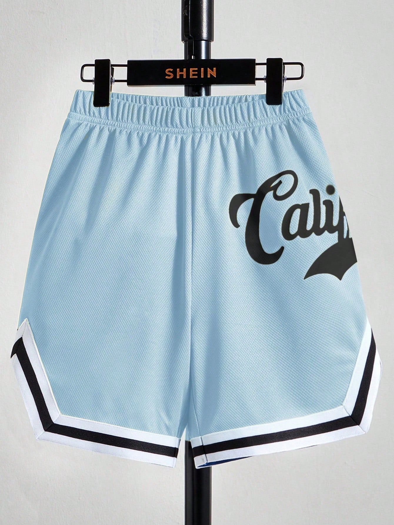 Tween Boys' Printed Letter Contrast Color Striped Sport Shorts For Summer