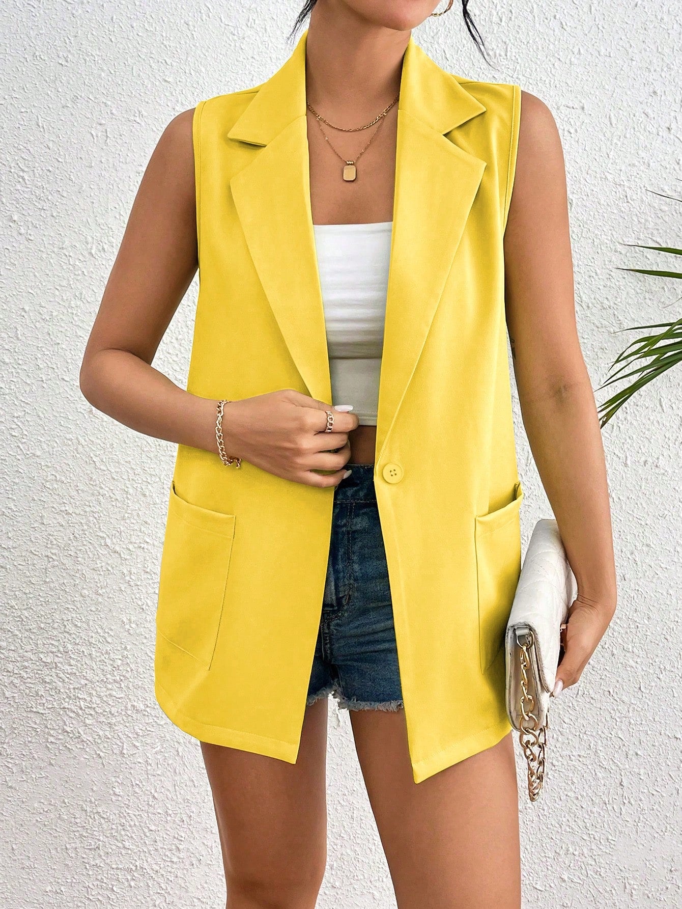 Women's Solid Color Simple Daily Sleeveless Blazer