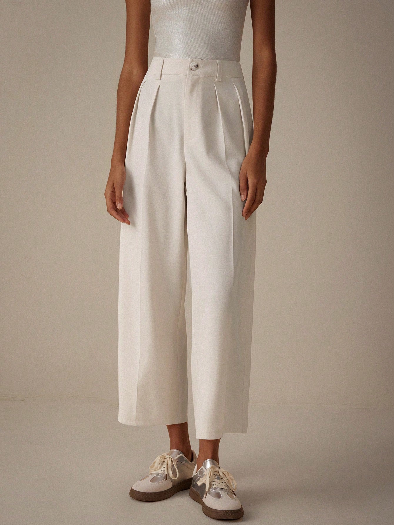 Elegant Minimalist OL Style Loose Fit Dress Pants