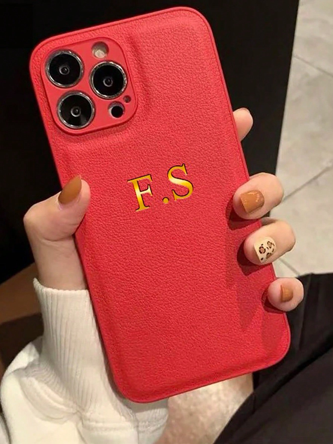 Customized Phone Case Compatible With Iphone 15 14 13 12 11 Pro Max 15 14 Plus Back Cover INS Luxury Korea Leather Shckproof Case Personalized Initials Name 3D DIY Engraved Gold Letters Hot Stamping Technology Leather Case Festival Gifts For Lover Friends