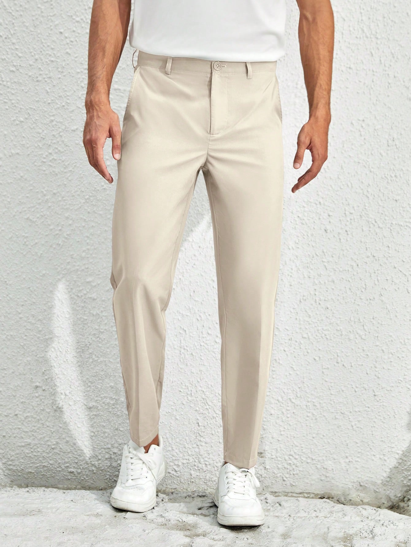 Men's Casual Solid Color Tapered Suit Pants