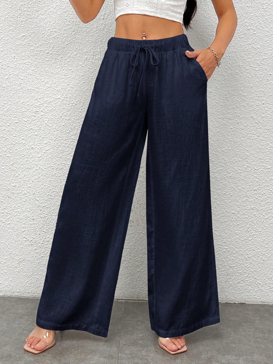 Women's Solid Color Simple Daily Woven Wide Leg Pants