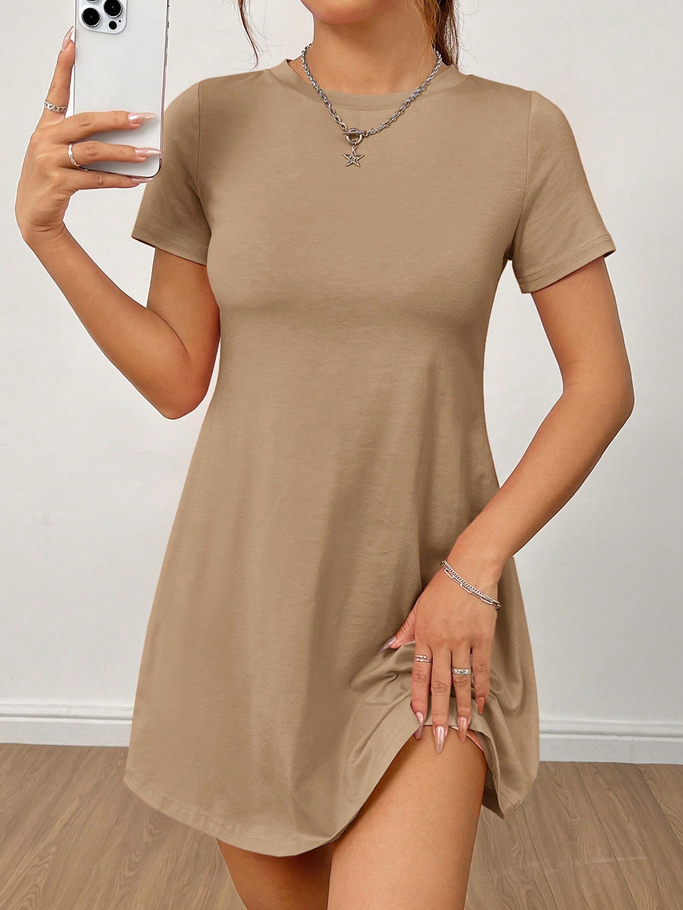 PETITE Women's A-Line Short Sleeve Dress