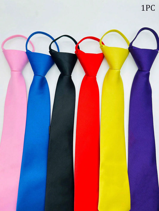 1pc 32cm Adjustable Solid  Necktie For Children's Performances And Everyday Wear, Western Suits And Formal Shirts