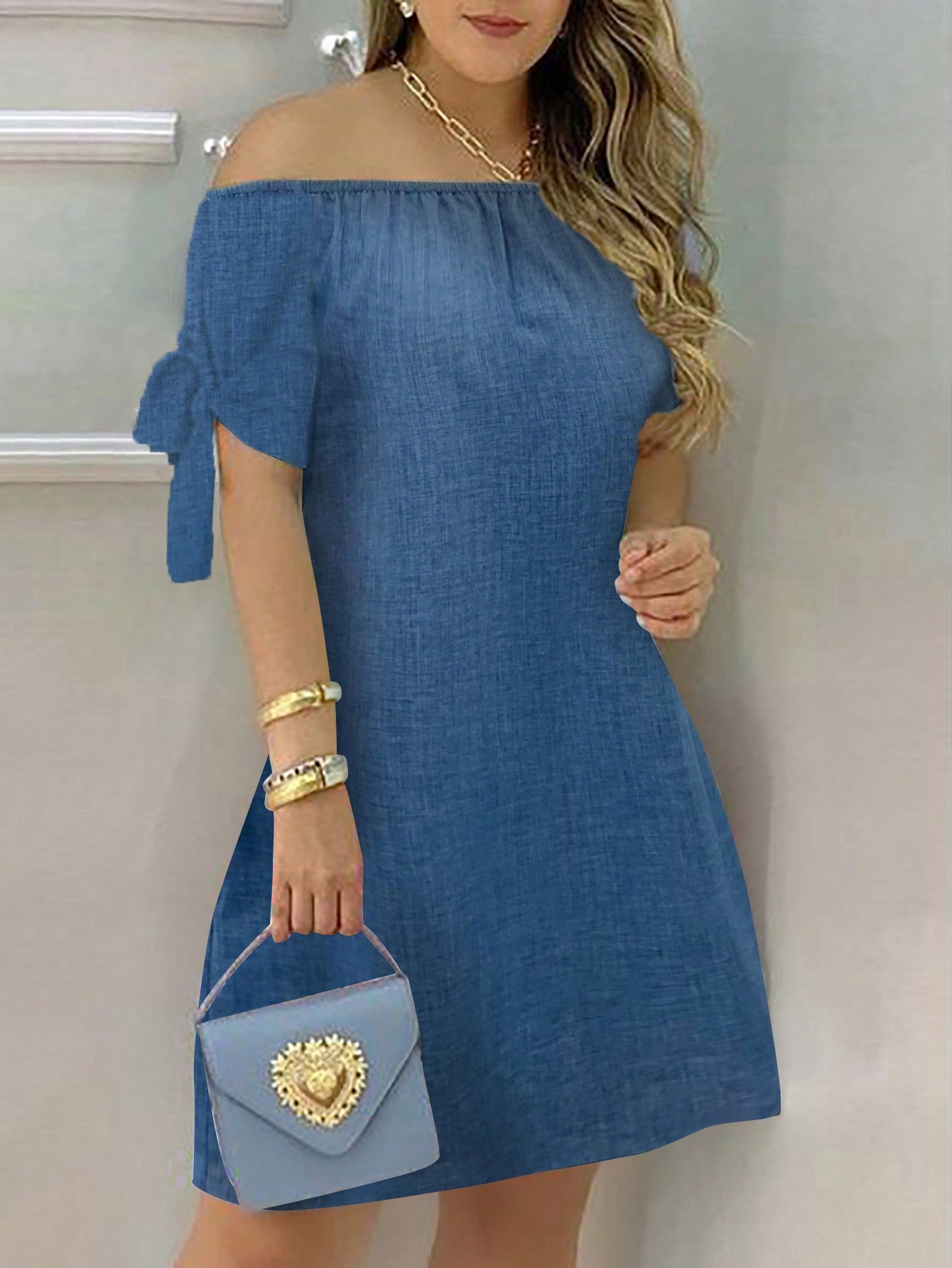 Women's Summer Casual Solid Color Off-Shoulder Dress