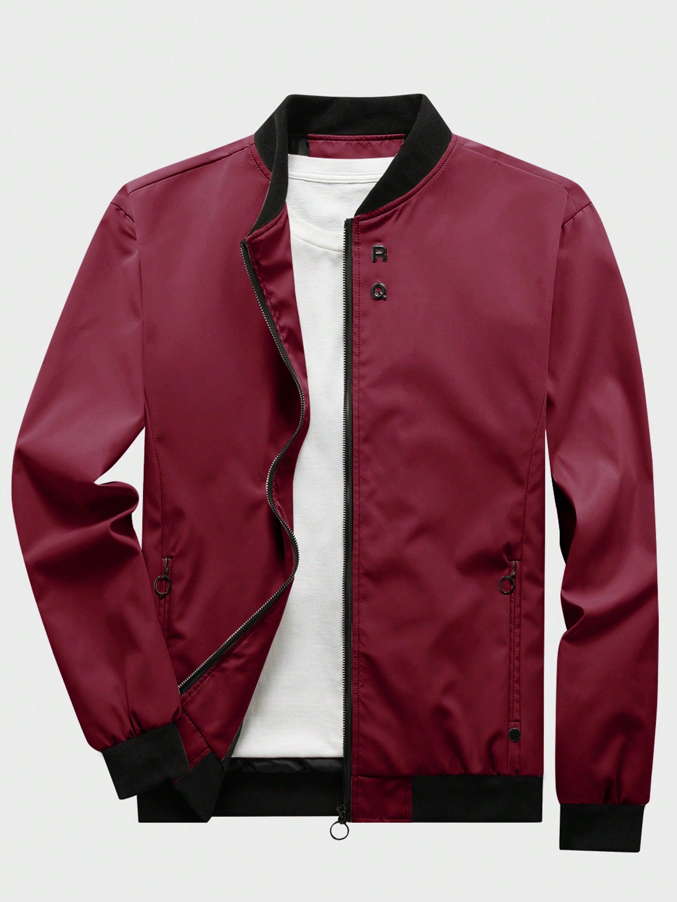 Men 1pc Zip Up Bomber Jacket