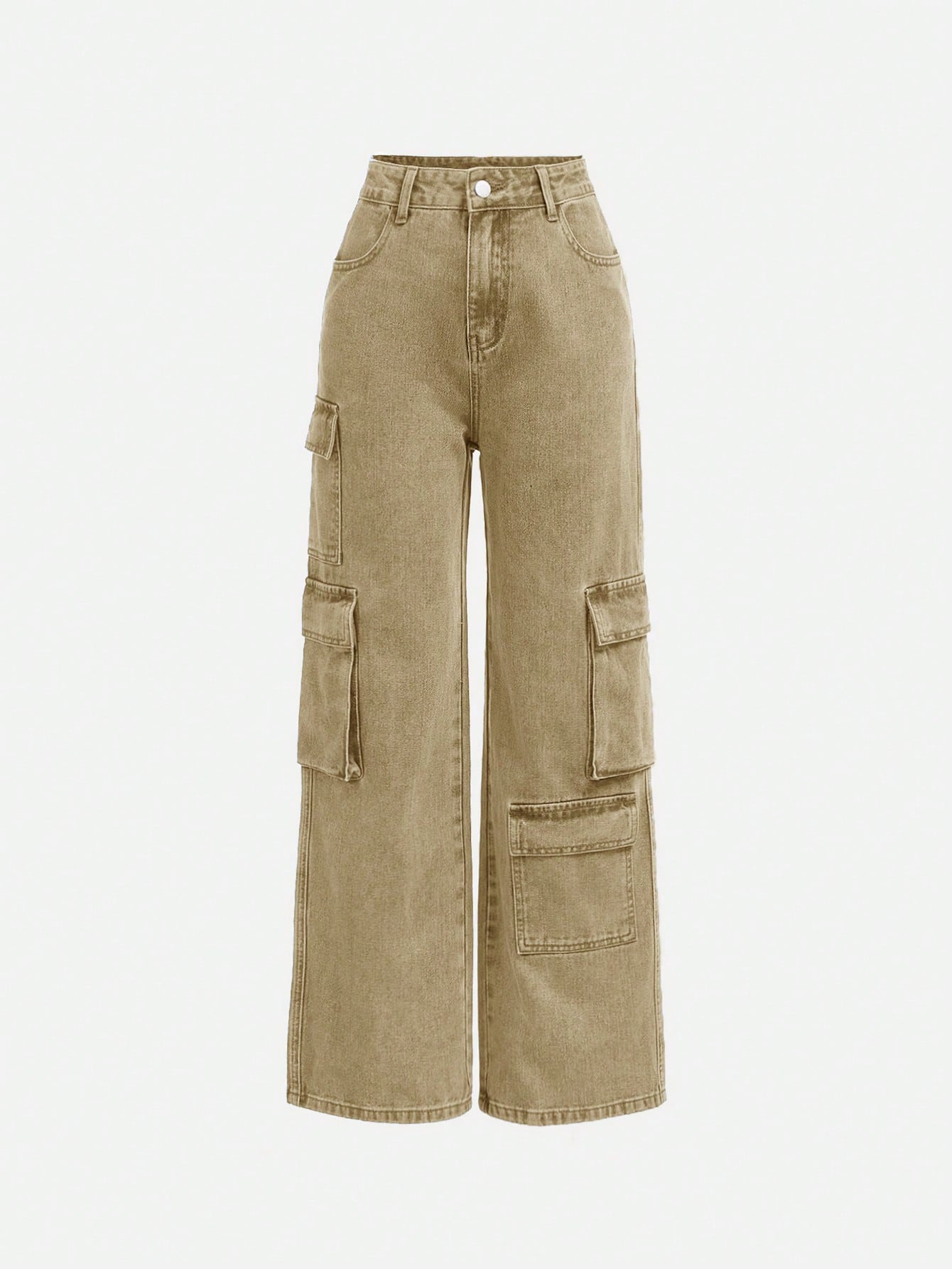 Teenage Girls' Cargo Style Denim Trousers With Pockets