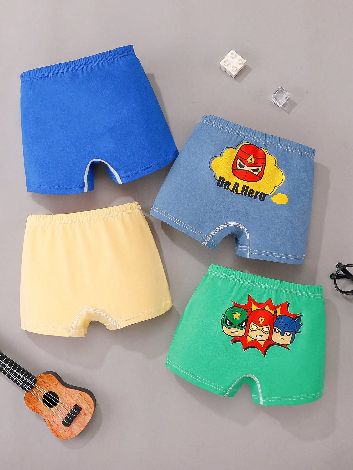 4pcs Boys' Simple And Fashionable Printed Boxer Briefs