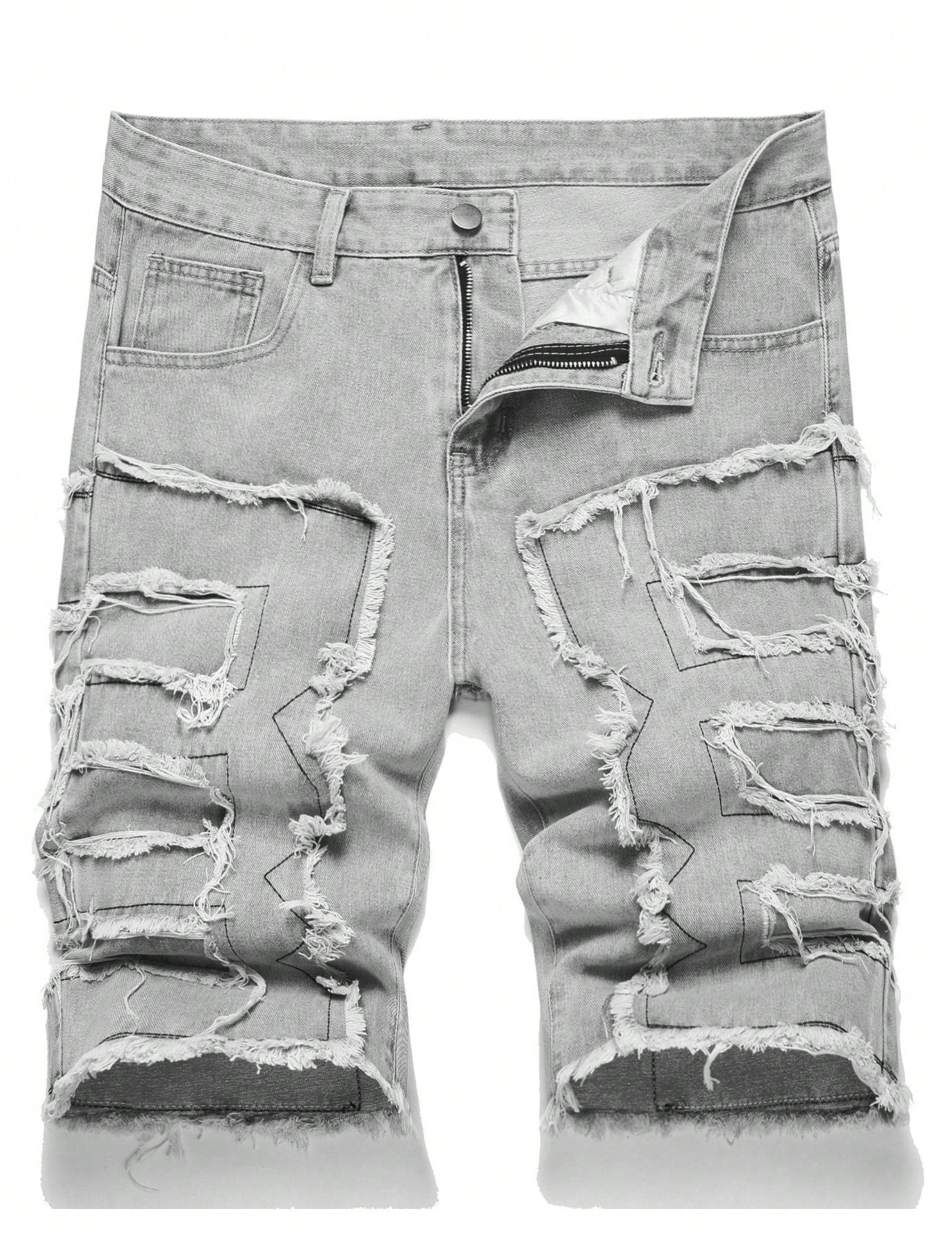 Teen Boy Fashionable Fringed Denim Shorts