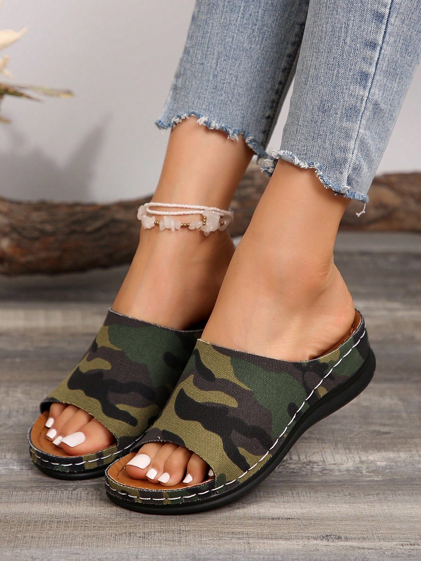 Summer New Fashion Lace-Up Wedge Heel Thick Sole Cool And Trendy Aesthetic Material Stitching Strengthening Craft Women Sandals, High Waterproof Platform Peep Toe Soft And Non-Slip Outsole, Stylish And Versatile For Outdoor And Beach