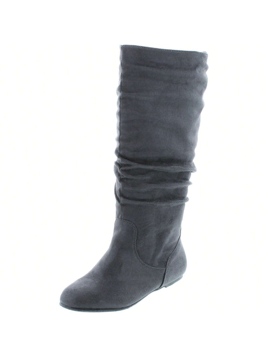 Women's Shoes Cute & Comfort Round Toe Flat Heel Slouchy Mid Calf Boot