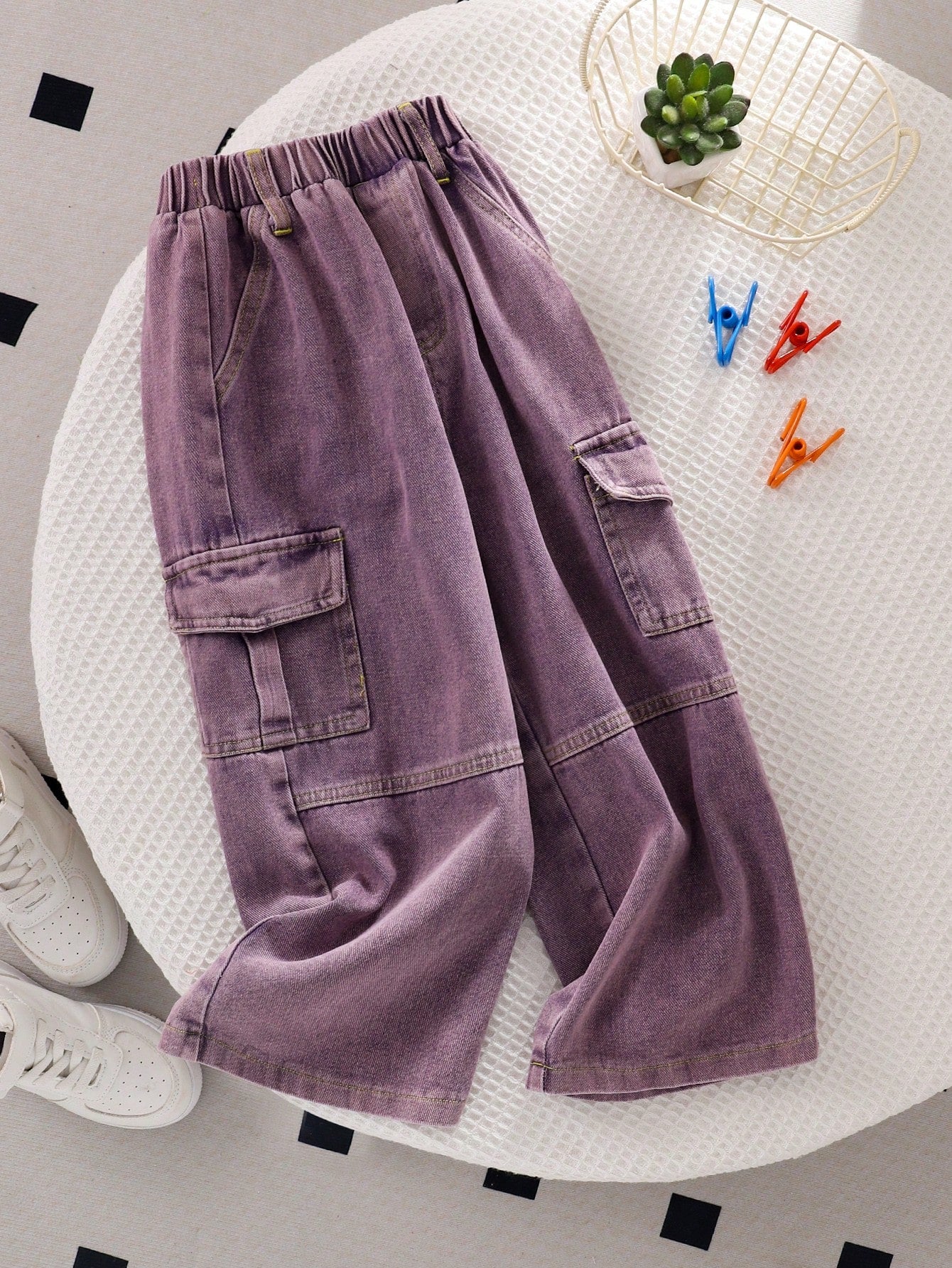 Young Girls Solid Color Simple Daily Pants