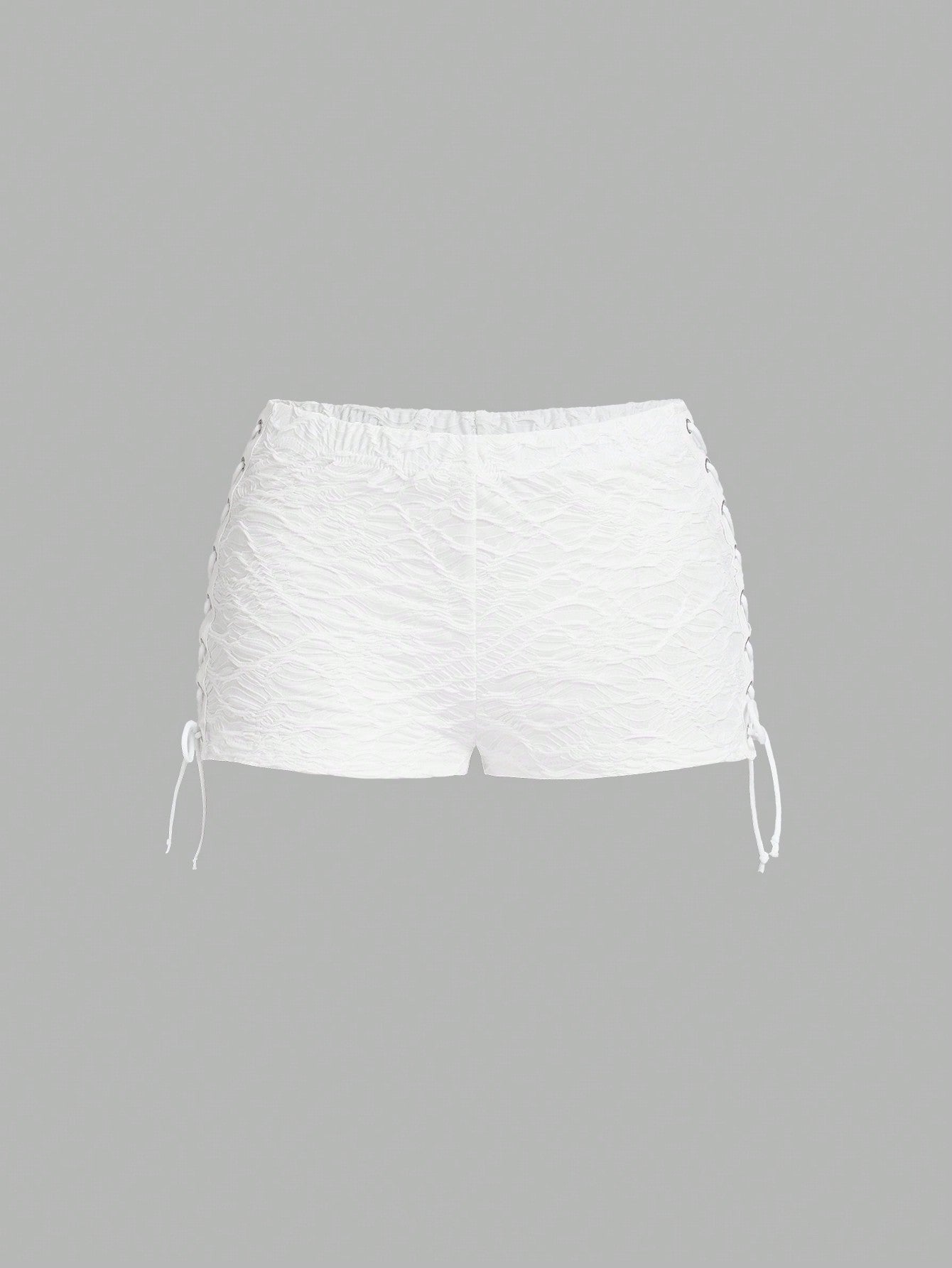 Women Y2k Summer Fashionable Sexy Lace Up Side White Shorts