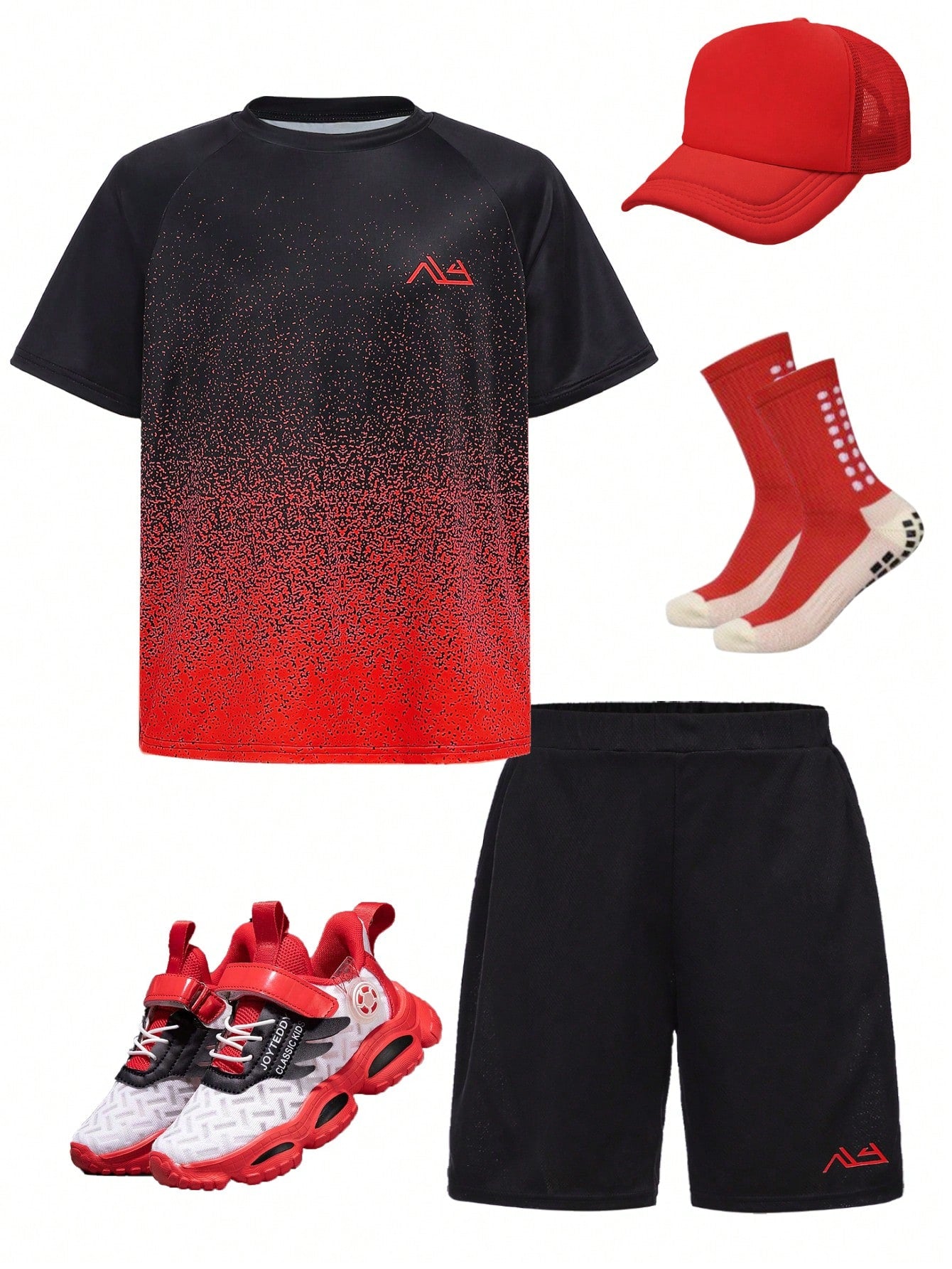 Tween Boys' Matching Short Sleeve T-Shirt And Shorts Set With Gradient Athletic Design