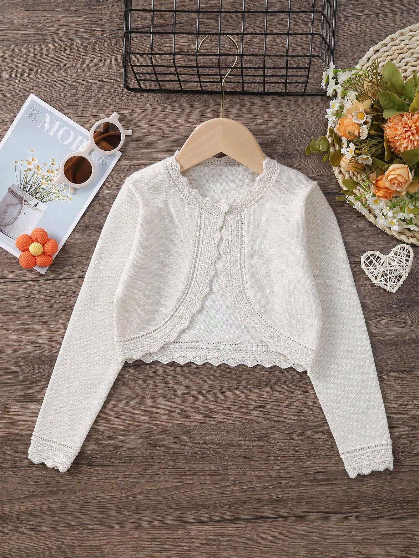 Young Girl Summer Elegant Hollow Knit Cardigan