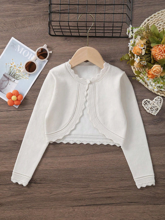 Girls' Summer Elegant Hollow Knit Cardigan