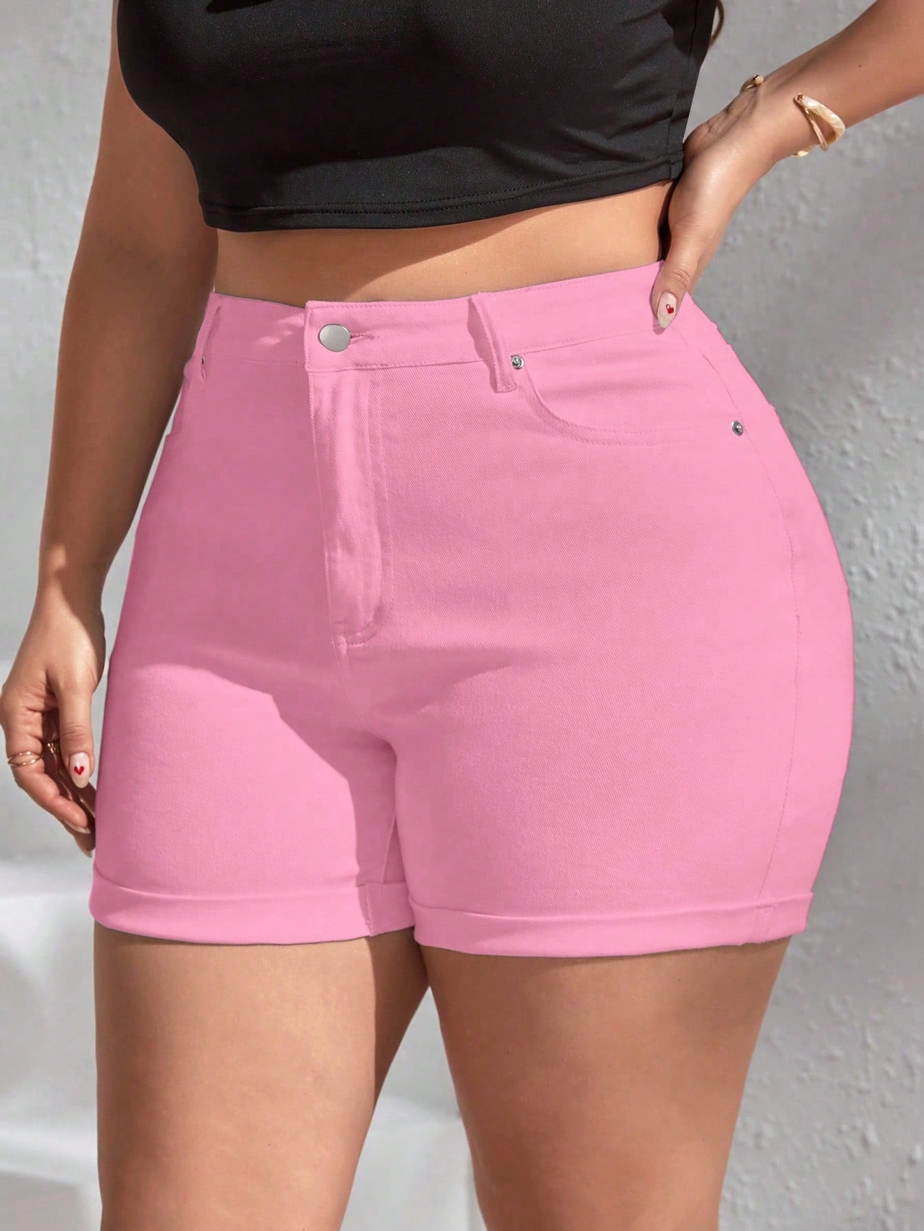 Frenchy Plus High Waist Denim Shorts