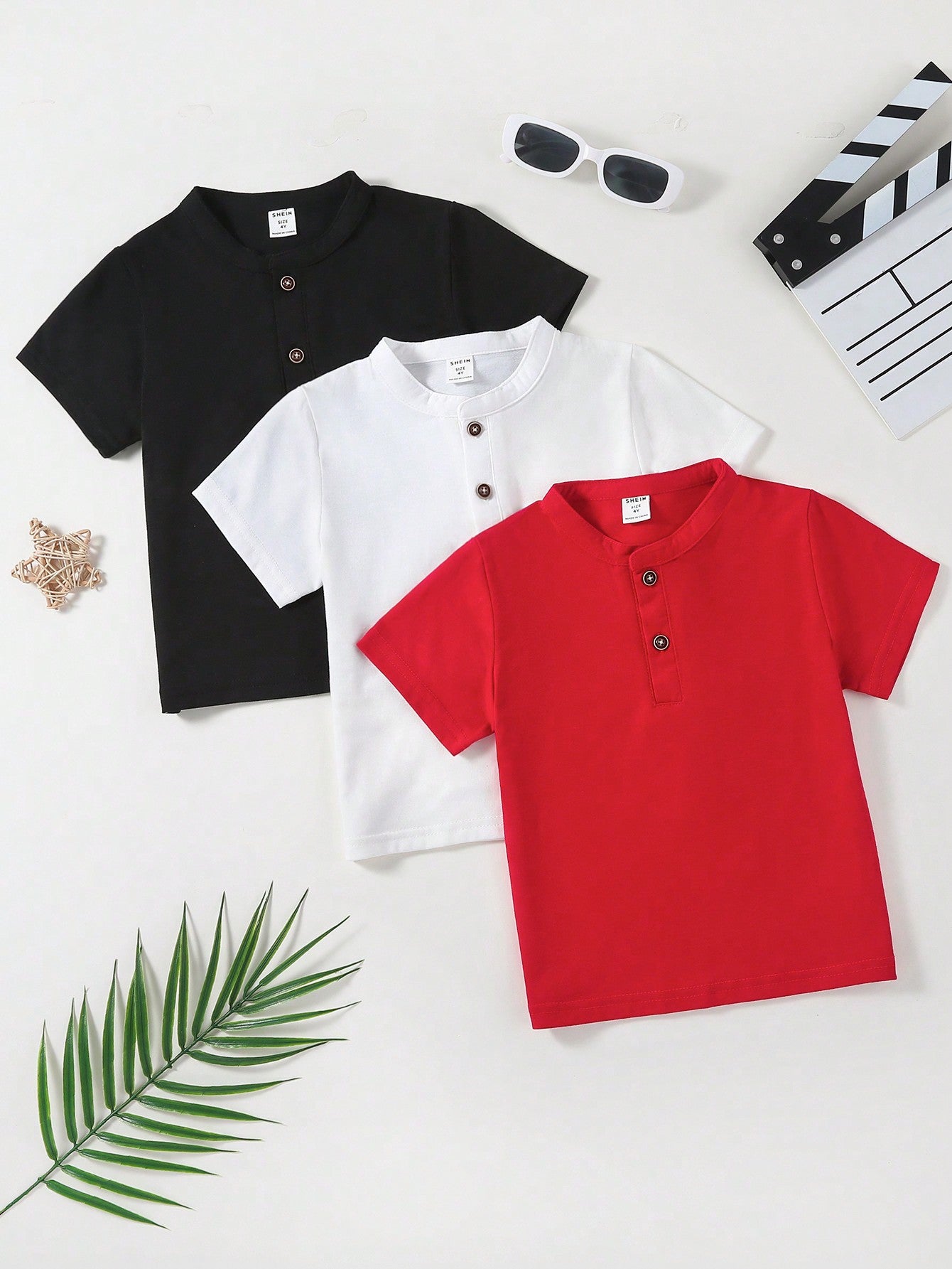 Young Boy 3pcs Solid Polo Shirt