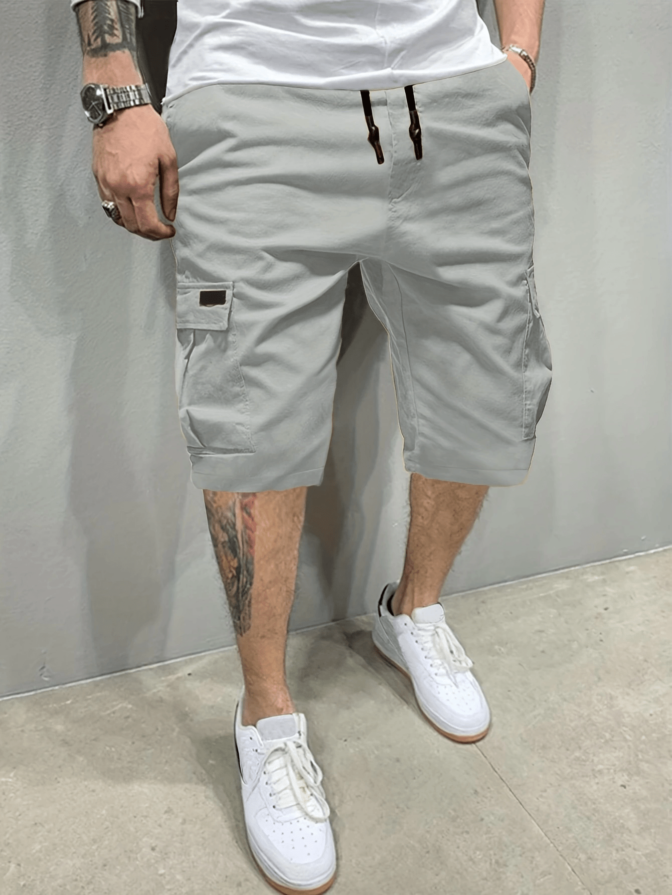 Classic Cargo Shorts Design, Men's Casual Multi-Pocket Drawstring Waist Cargo Shorts, Perfect For Outdoor Wear In Summer