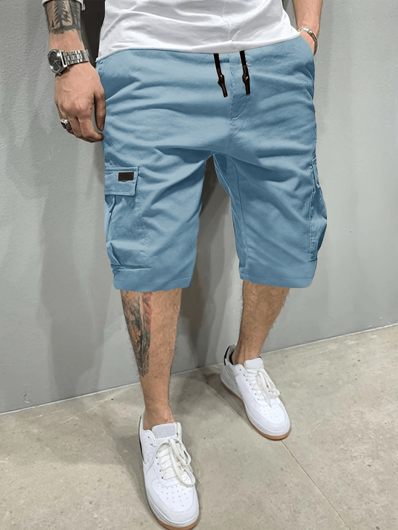 Classic Cargo Shorts Design, Men's Casual Multi-Pocket Drawstring Waist Cargo Shorts, Perfect For Outdoor Wear In Summer