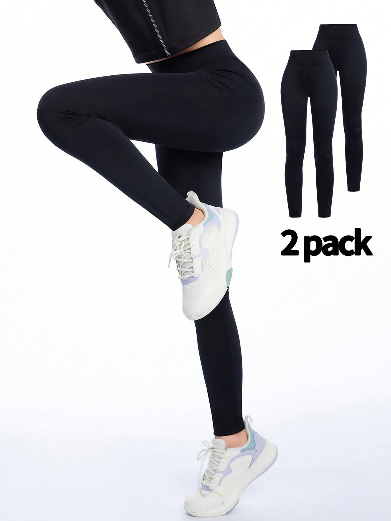 2pcs Tween Girl Yoga Pants Set, Elastic Outdoor Sports Leggings Cycling Pants, Suitable For Daily Wear (YY289)