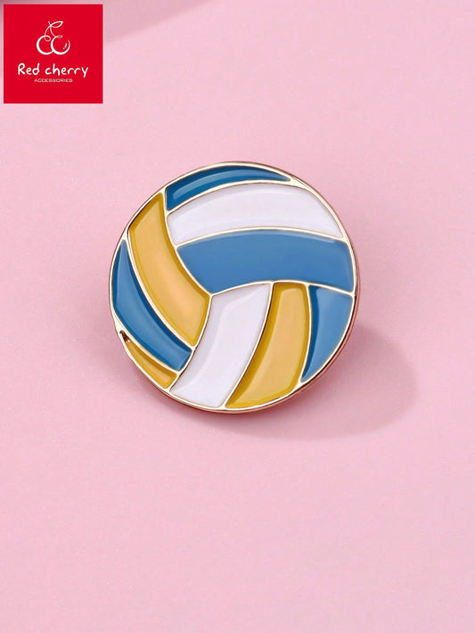 1pc Creative Volleyball Sports Style Metal Clothing Accessory Brooch Pin For Girls, Suitable For Daily Wear