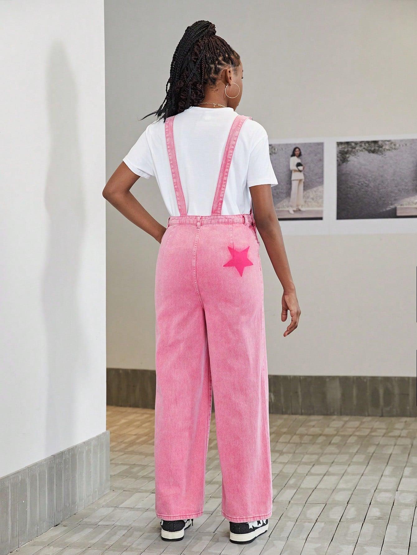 Streecool Kids Teenagers' Embroidered Pink Denim Overalls