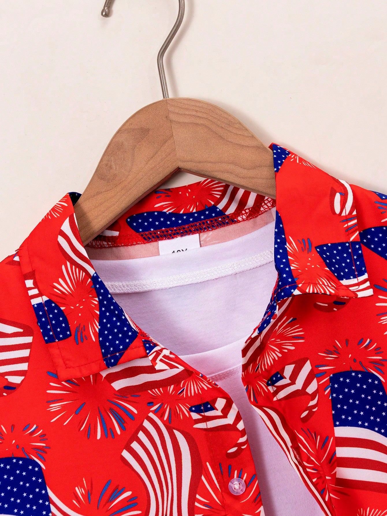 Young Boys' Casual Holiday American Flag Print Short Sleeve Shirt, Suitable For Festivals, Parties, Travel And Other Activities