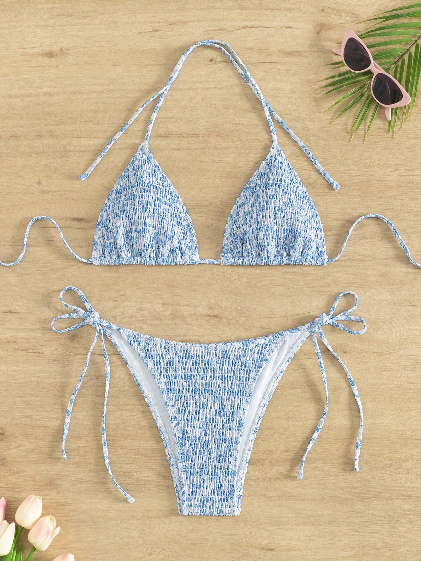 Swim Mod Printed Bandeau Bikini Set, Summer Beach