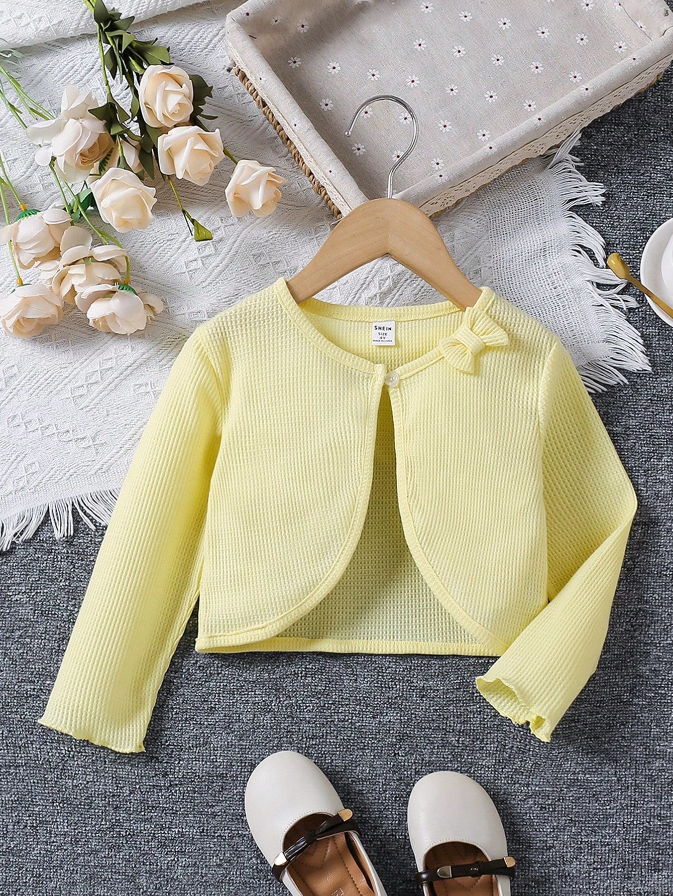 Young Girl Summer New Solid Color Jacket With Bow Decoration