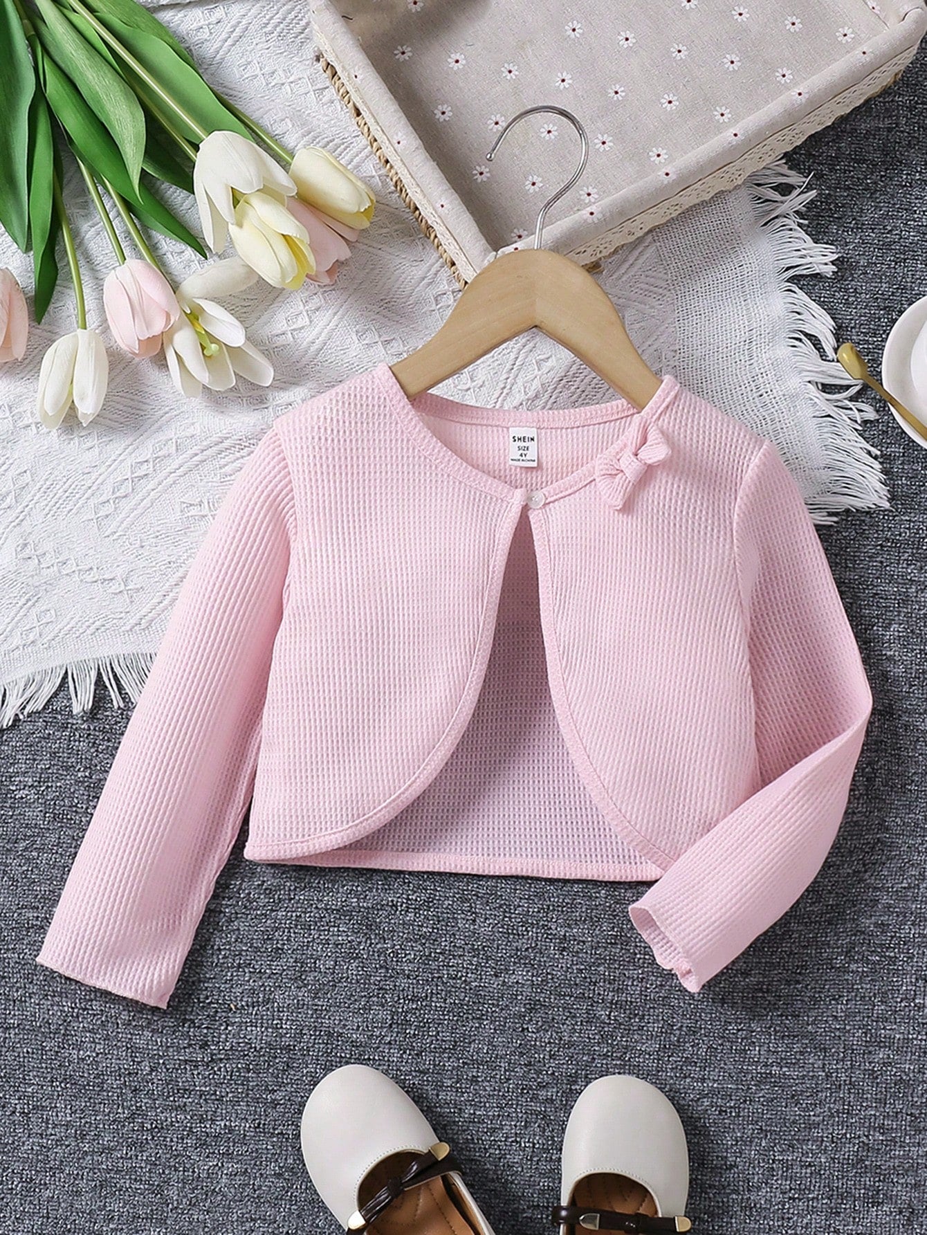 Young Girl Summer New Solid Color Jacket With Bow Decoration