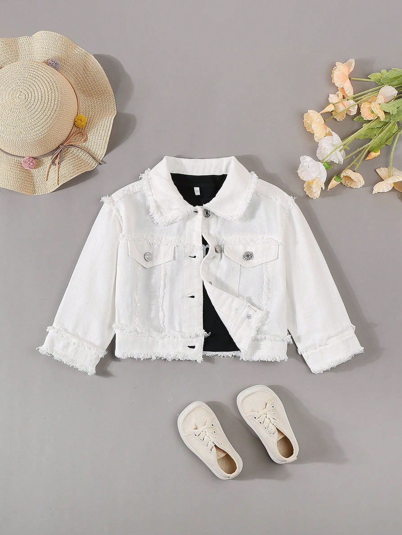 Streecool Kids Girls' Casual Fashionable Retro Frayed Denim Jacket