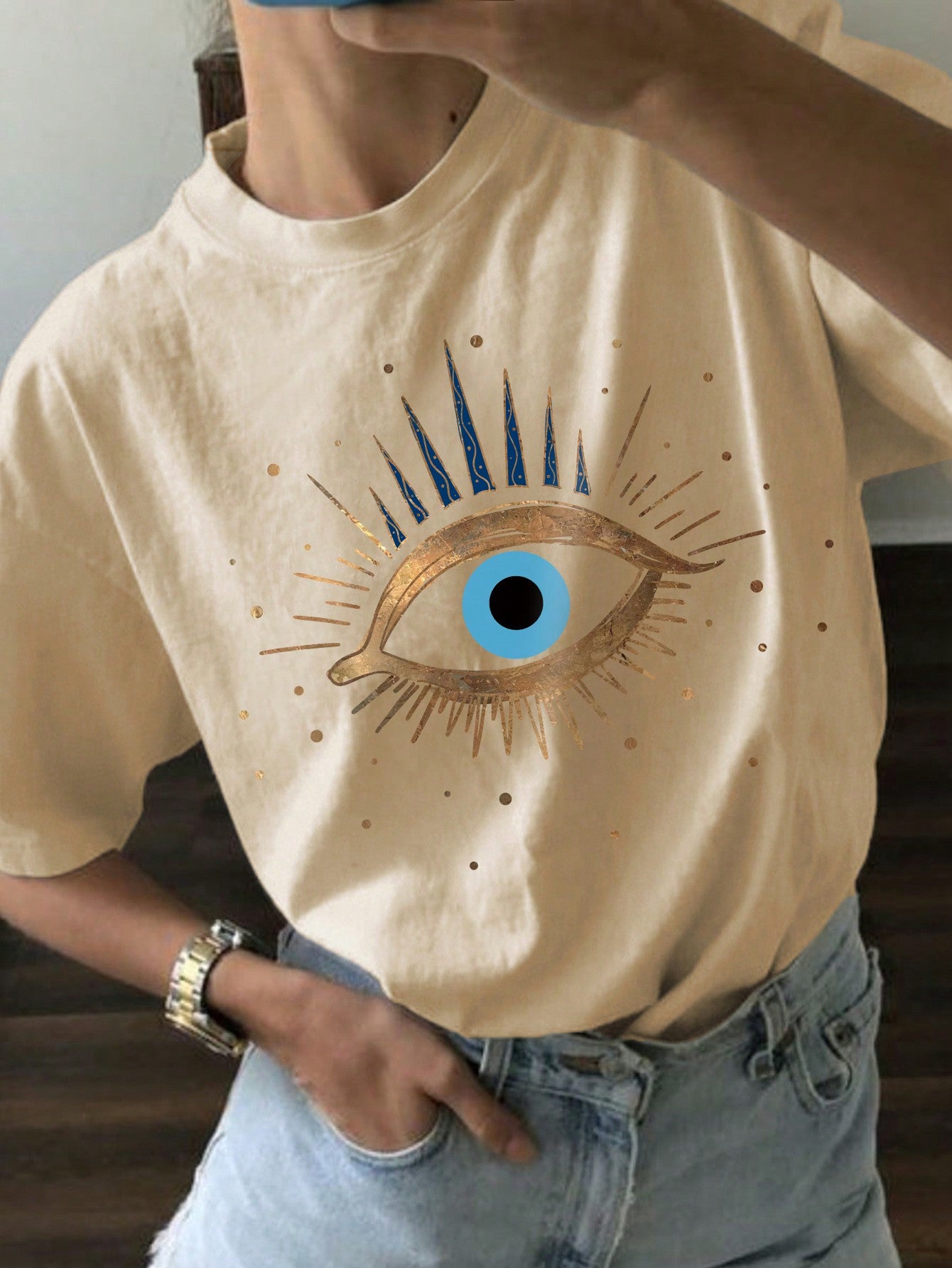 Women's Eye Print Short Sleeve T-Shirt