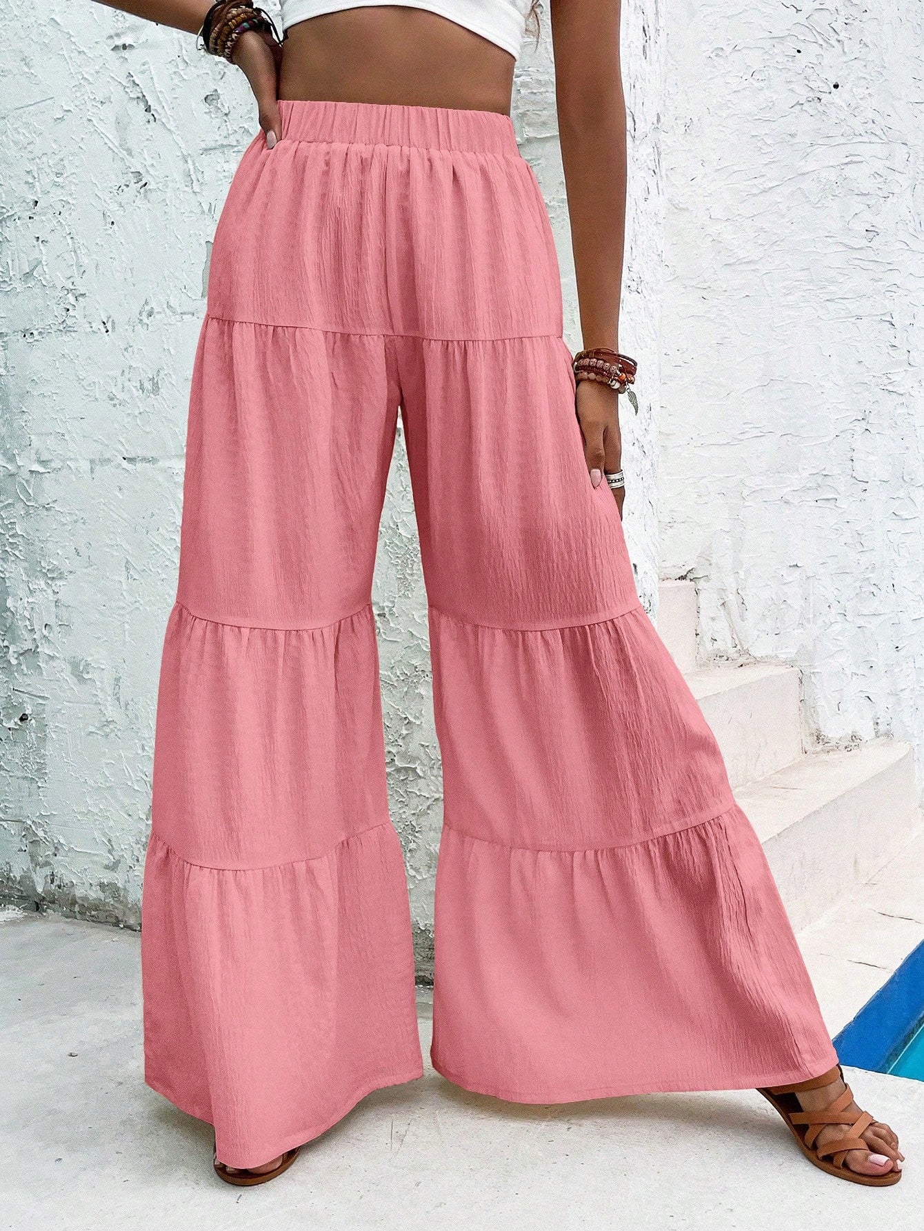 Women's Elegant Textured Casual Comfortable Long Pants