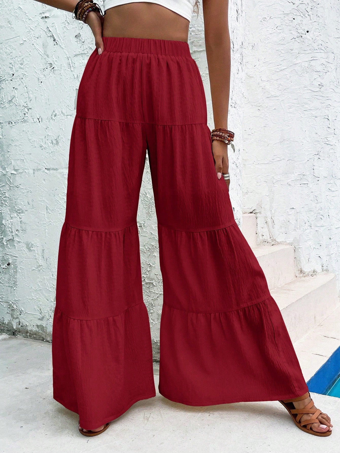 Women's Elegant Textured Casual Comfortable Long Pants